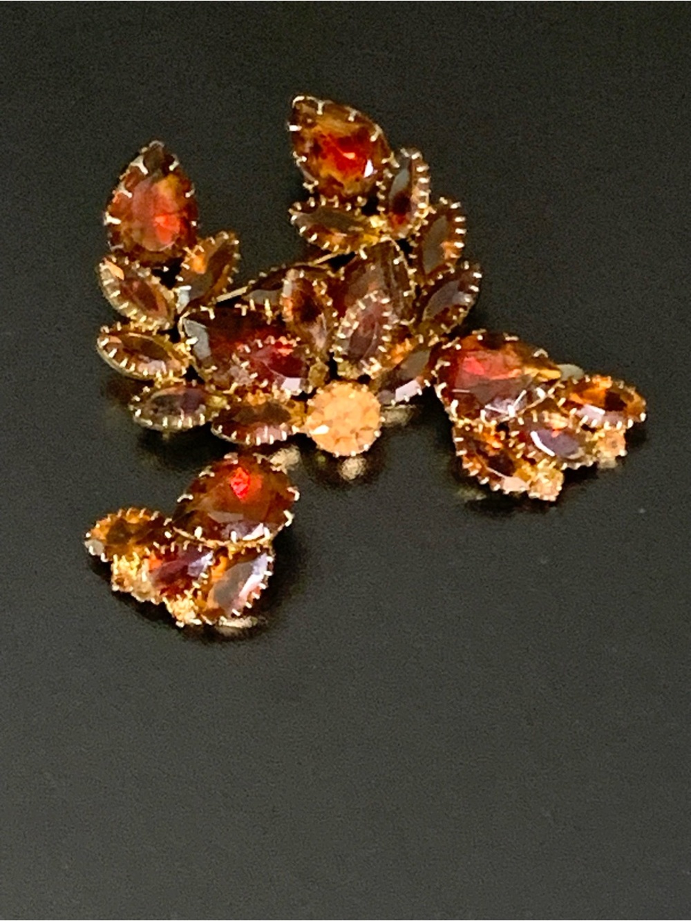 Verified Vintage JULIANA (DeLizza & Elster) Topaz Amber Rhinestone Brooch & Earr - Picture 9 of 15